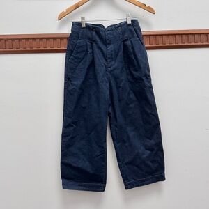 Cropped wide leg denim jeans